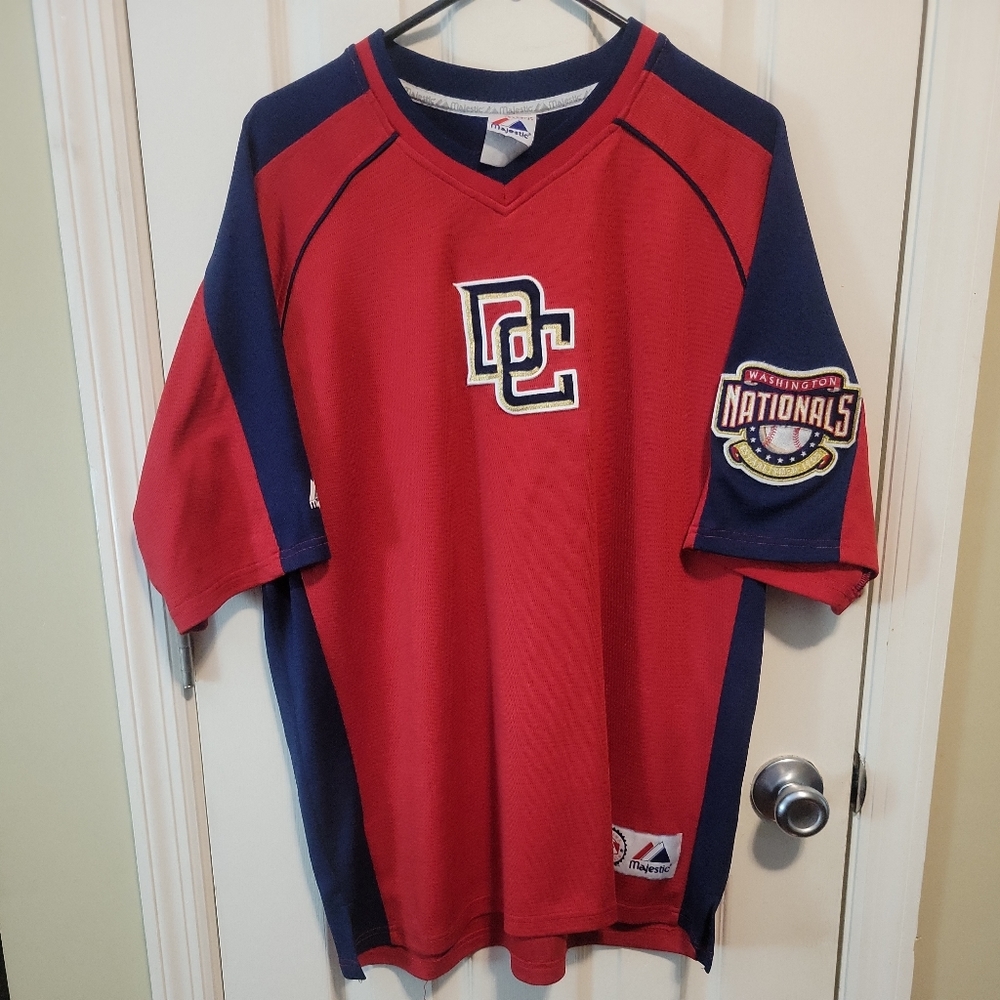 Majestic‎ MLB Authentic Collection Washington Nationals DC Logo Jersey Red